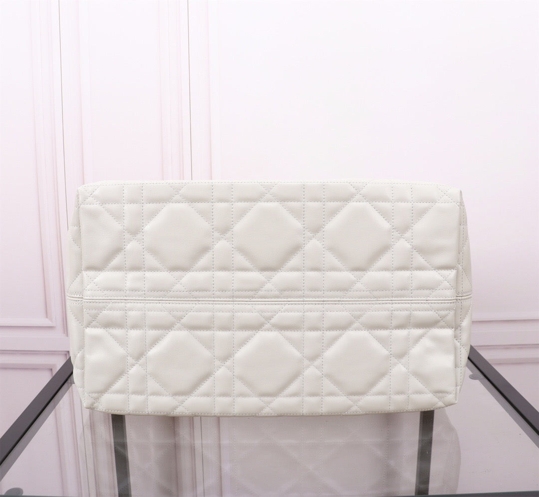 Dior Toujours Large Bag in White Macrocannage Calfskin