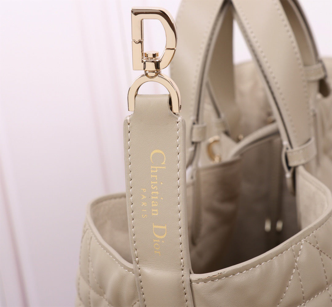 Dior Toujours Large Bag in Beige Macrocannage Calfskin