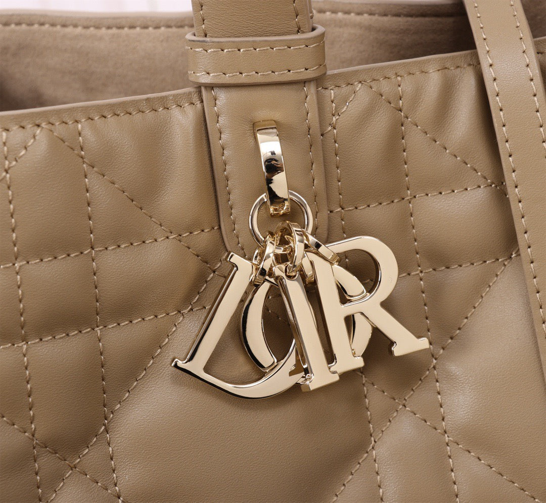 Dior Toujours Large Bag in Brown Macrocannage Calfskin