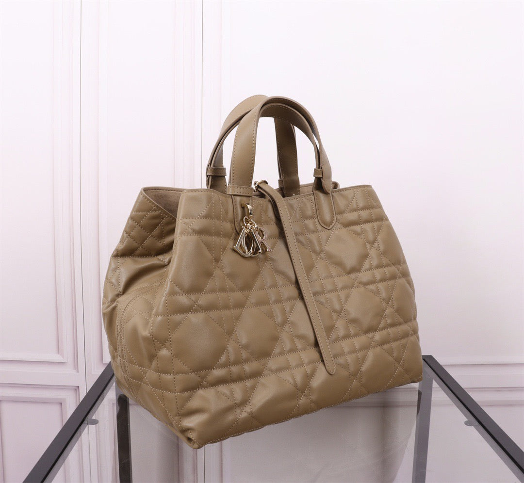 Dior Toujours Large Bag in Brown Macrocannage Calfskin