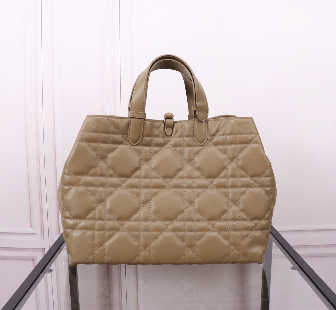 Dior Toujours Large Bag in Brown Macrocannage Calfskin