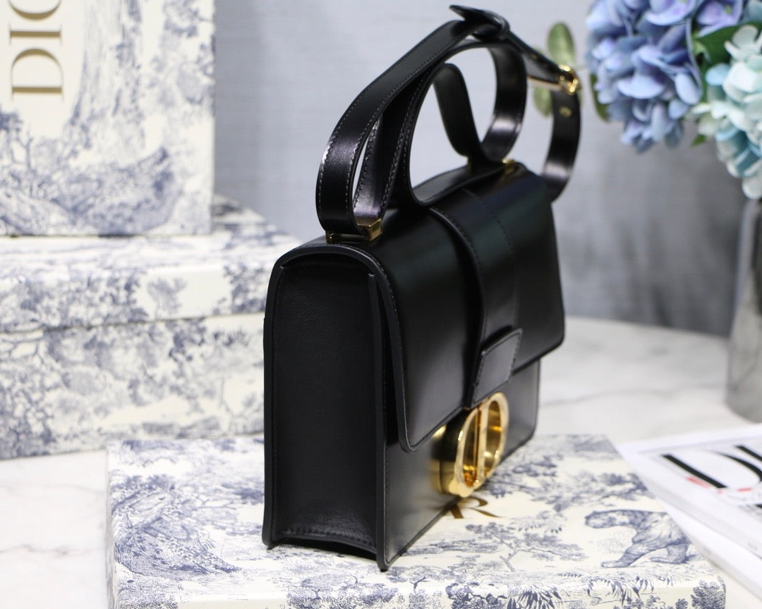 Dior 30 Montaigne Bag In Black Box Calfskin