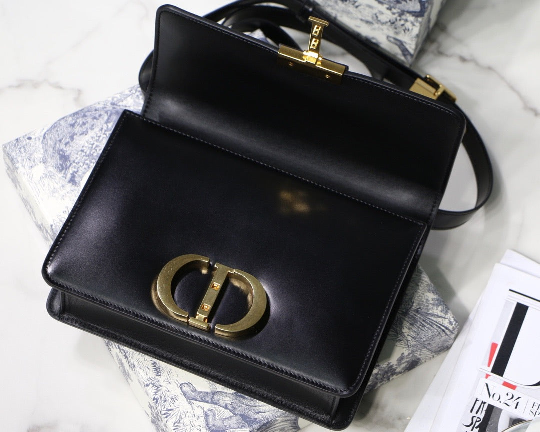 Dior 30 Montaigne Bag In Black Box Calfskin