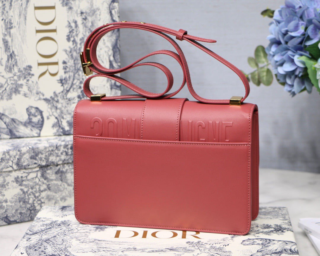 Dior 30 Montaigne Bag In Pomegranate Red Box Calfskin