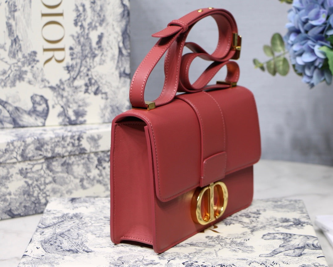 Dior 30 Montaigne Bag In Pomegranate Red Box Calfskin