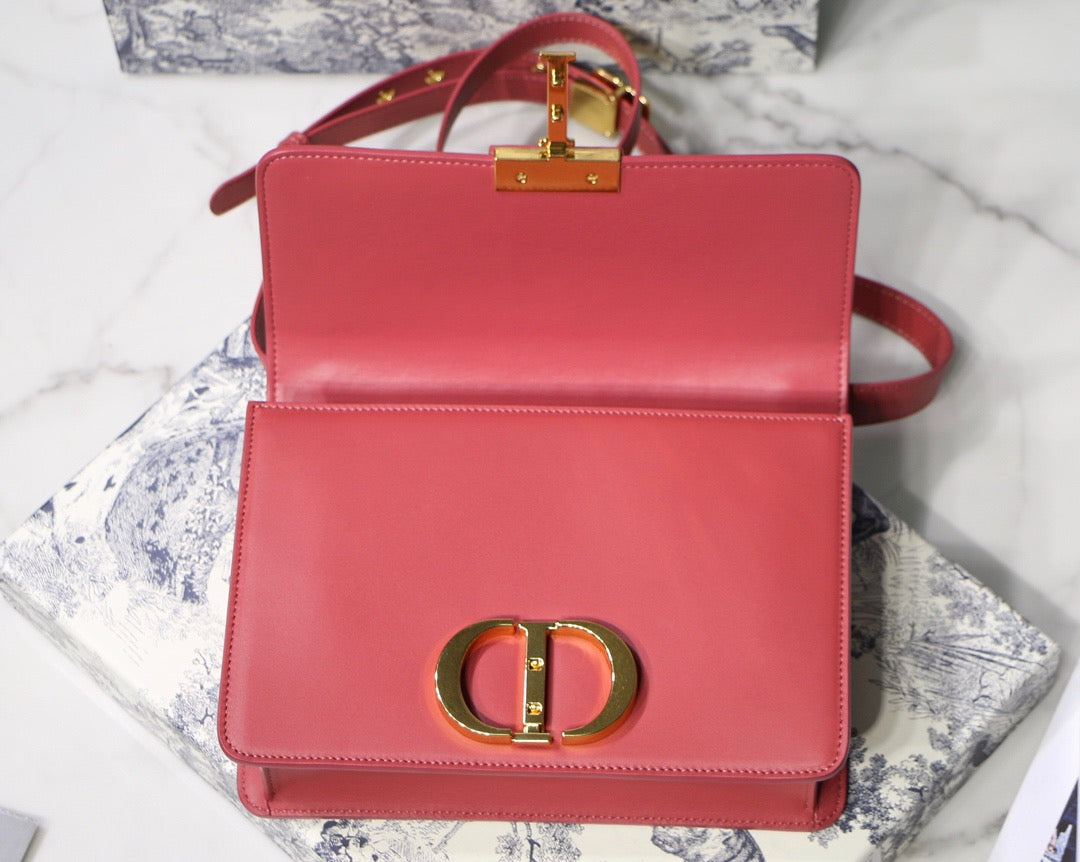 Dior 30 Montaigne Bag In Pomegranate Red Box Calfskin