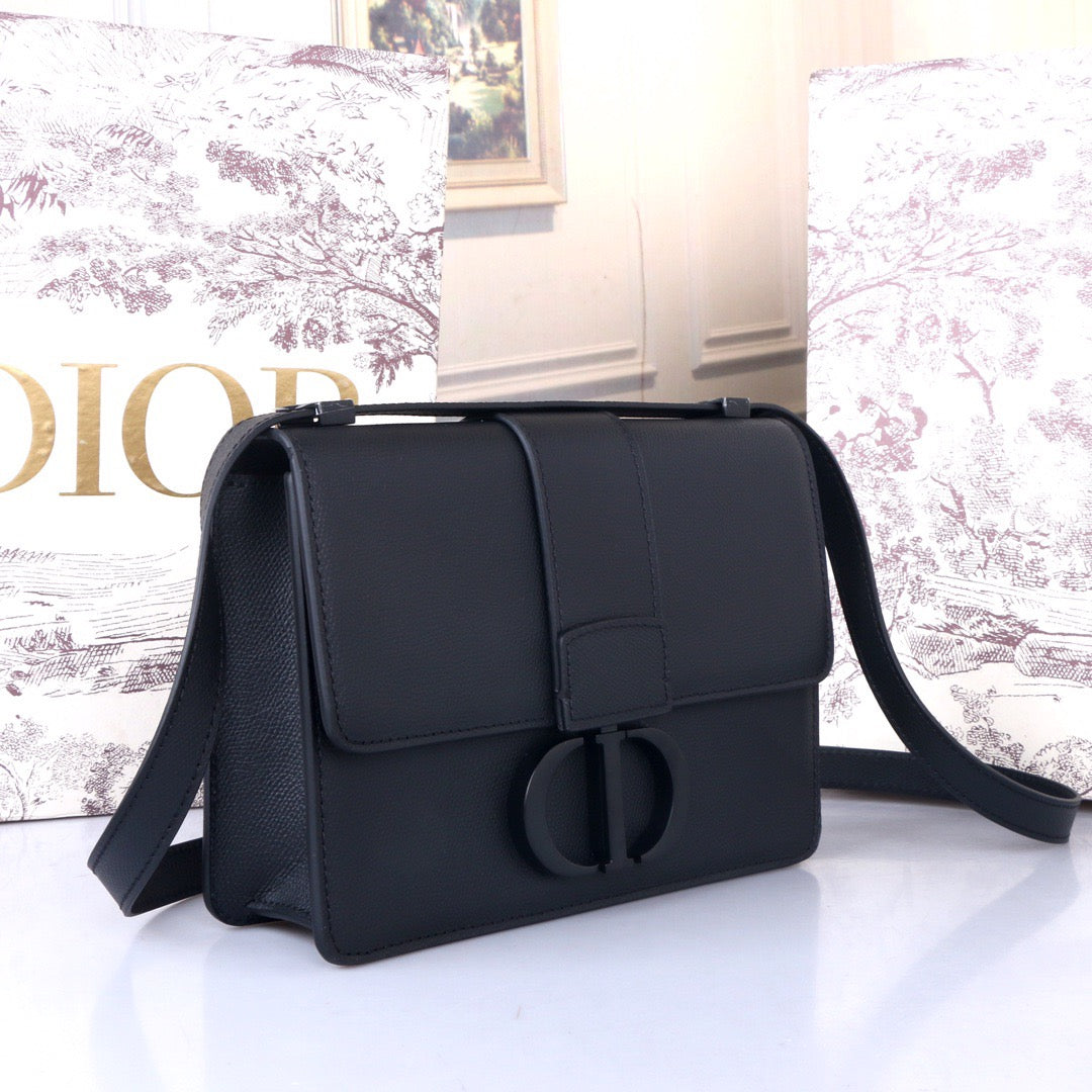 Dior 30 Montaigne Bag In Black Ultramatte Grained Calfskin