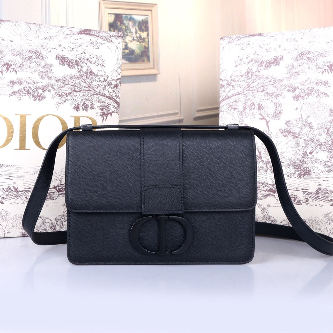 Dior 30 Montaigne Bag In Black Ultramatte Grained Calfskin