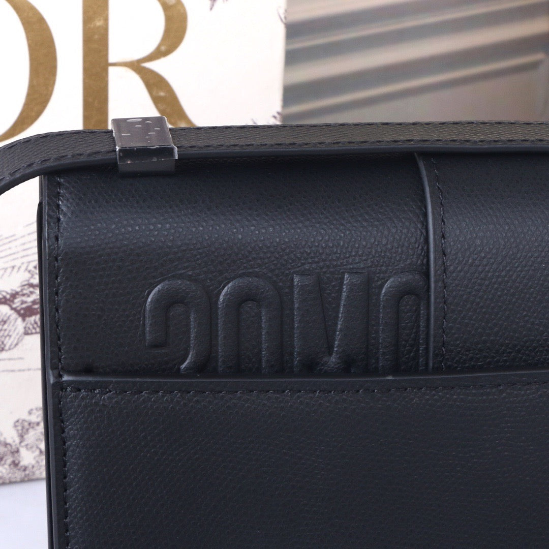 Dior 30 Montaigne Bag In Black Ultramatte Grained Calfskin