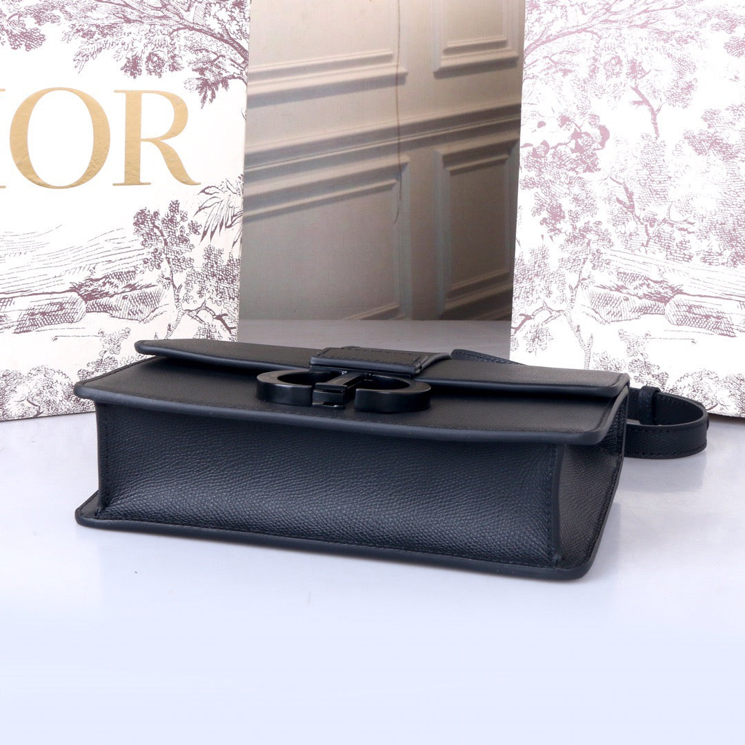 Dior 30 Montaigne Bag In Black Ultramatte Grained Calfskin