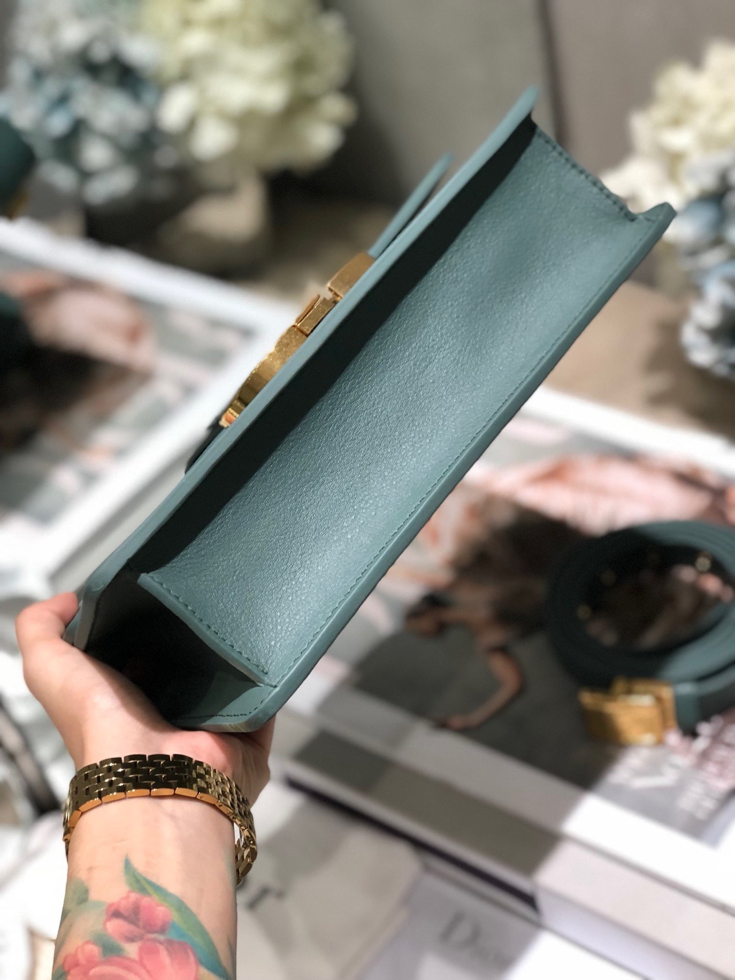 Dior 30 Montaigne Bag In Dark Green Box Calfskin