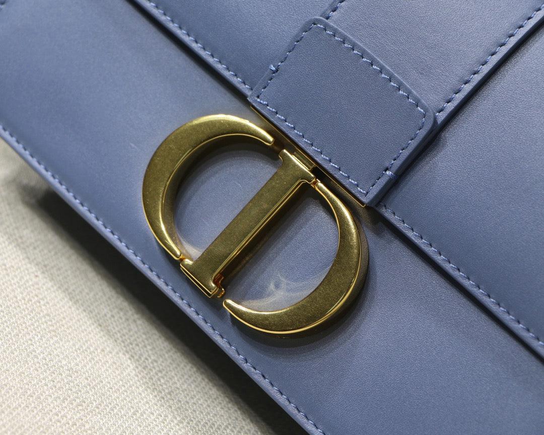 Dior 30 Montaigne Bag In Blue Box Calfskin