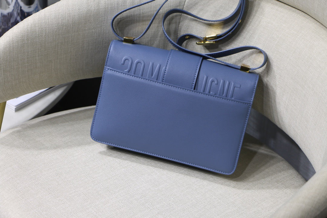 Dior 30 Montaigne Bag In Blue Box Calfskin