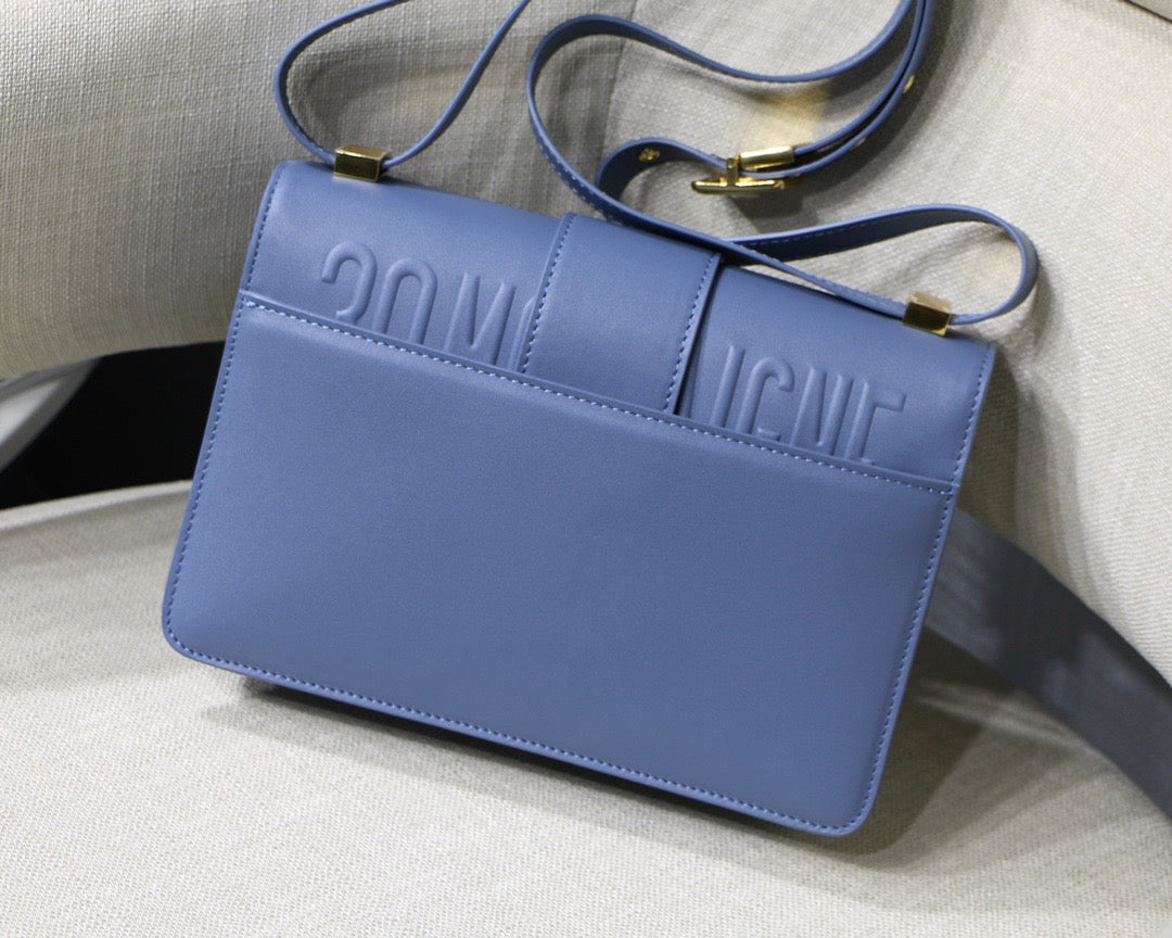 Dior 30 Montaigne Bag In Blue Box Calfskin