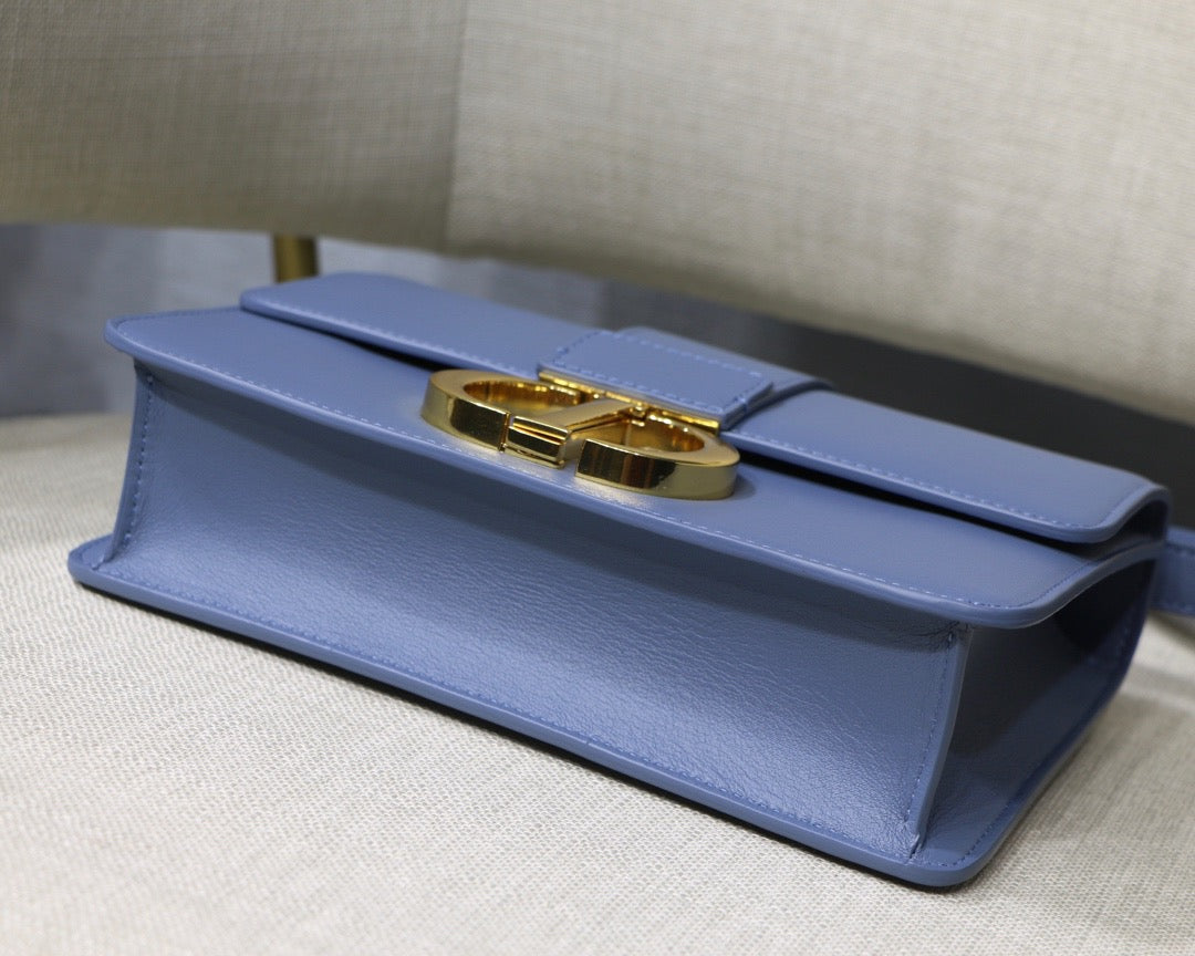 Dior 30 Montaigne Bag In Blue Box Calfskin