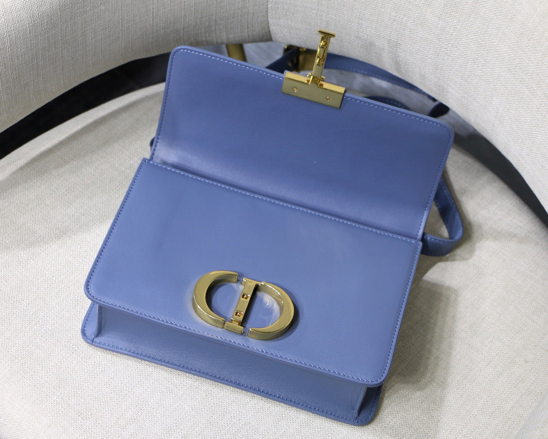 Dior 30 Montaigne Bag In Blue Box Calfskin