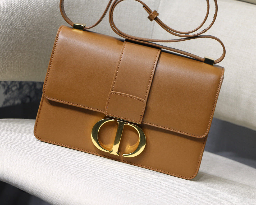 Dior 30 Montaigne Bag In Gold Brown Box Calfskin