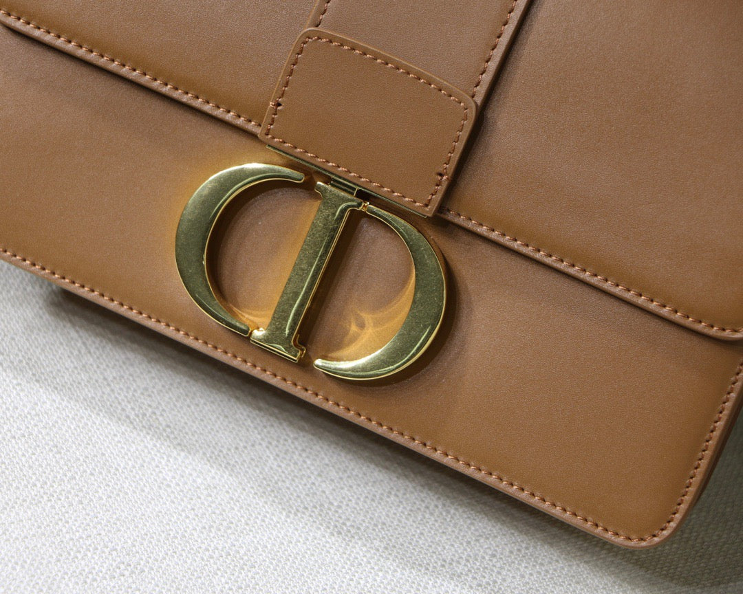 Dior 30 Montaigne Bag In Gold Brown Box Calfskin