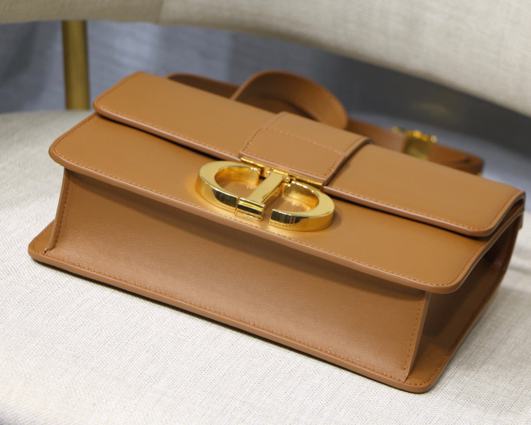 Dior 30 Montaigne Bag In Gold Brown Box Calfskin