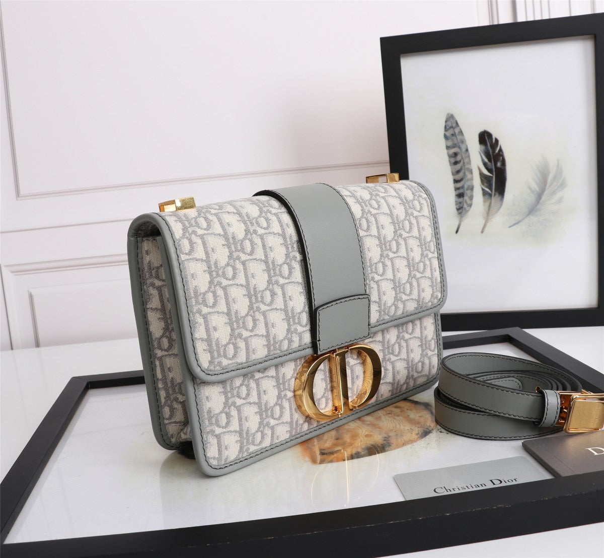 Dior 30 Montaigne Bag In Gray Dior Oblique Jacquard