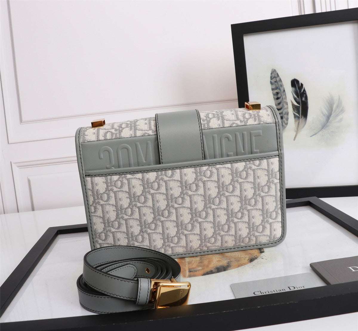 Dior 30 Montaigne Bag In Gray Dior Oblique Jacquard