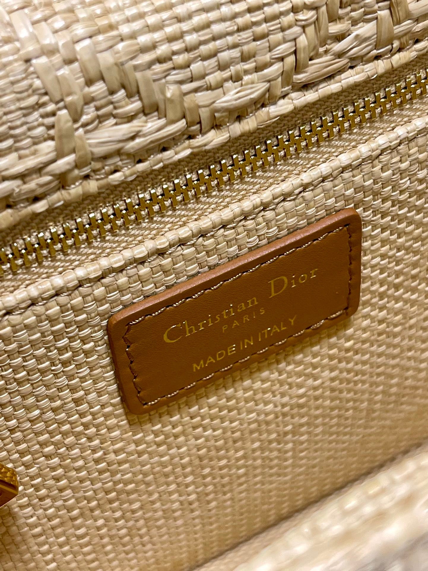 Dior 30 Montaigne In Brown Raffia Straw Bag