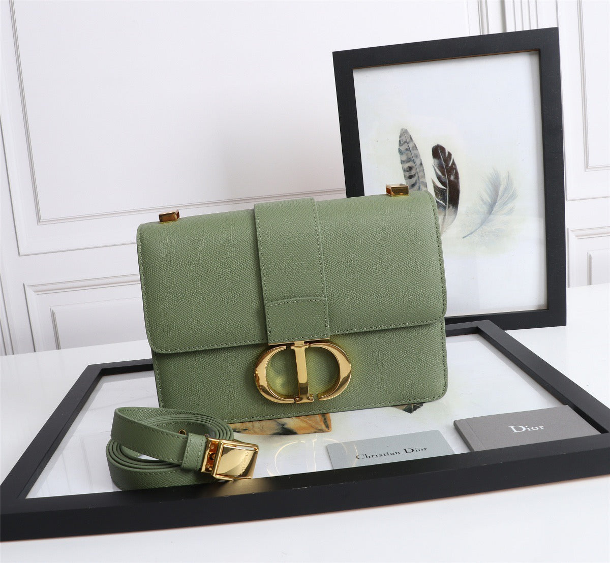 Dior 30 Montaigne Bag In Green Box Calfskin