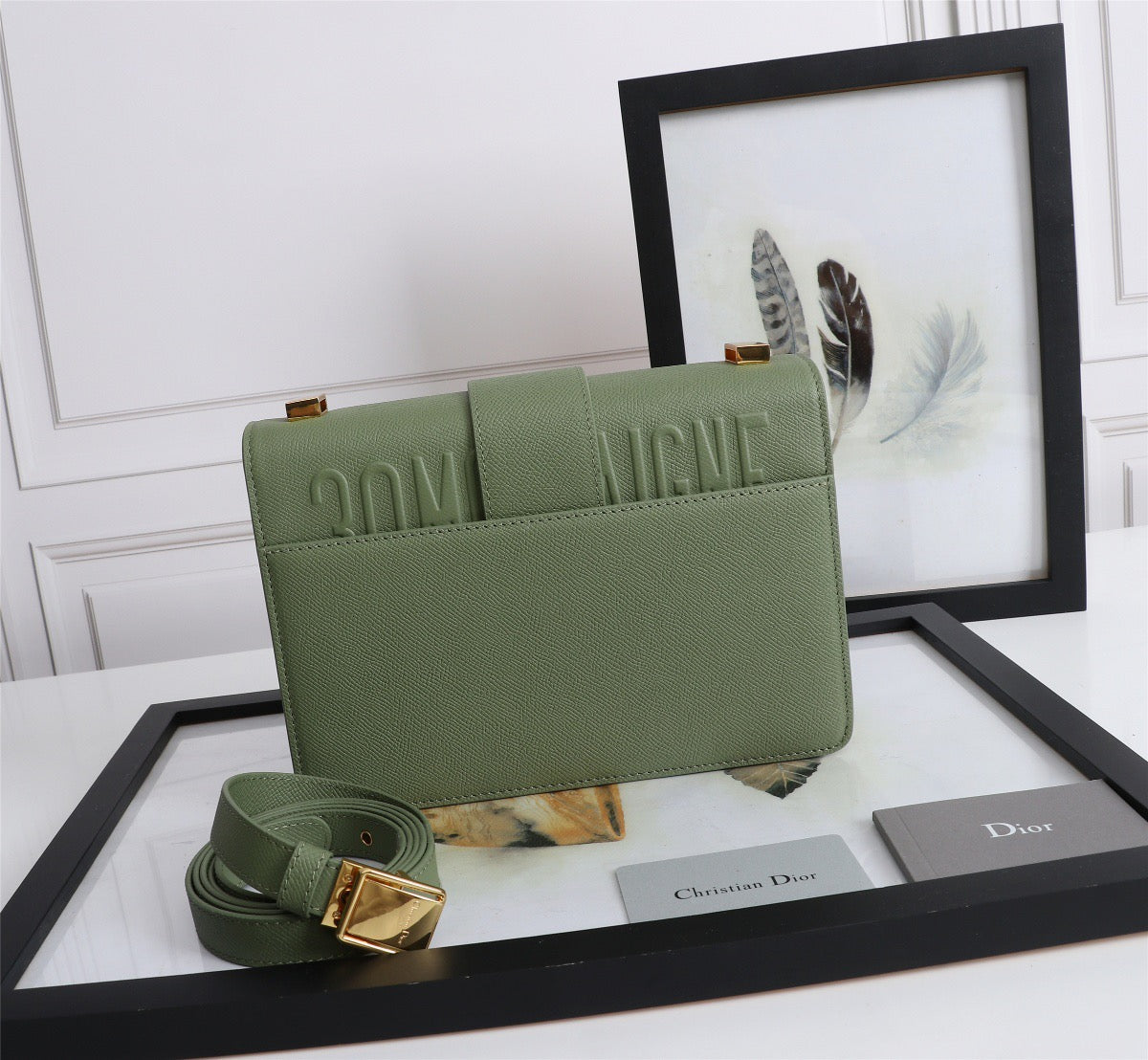 Dior 30 Montaigne Bag In Green Box Calfskin