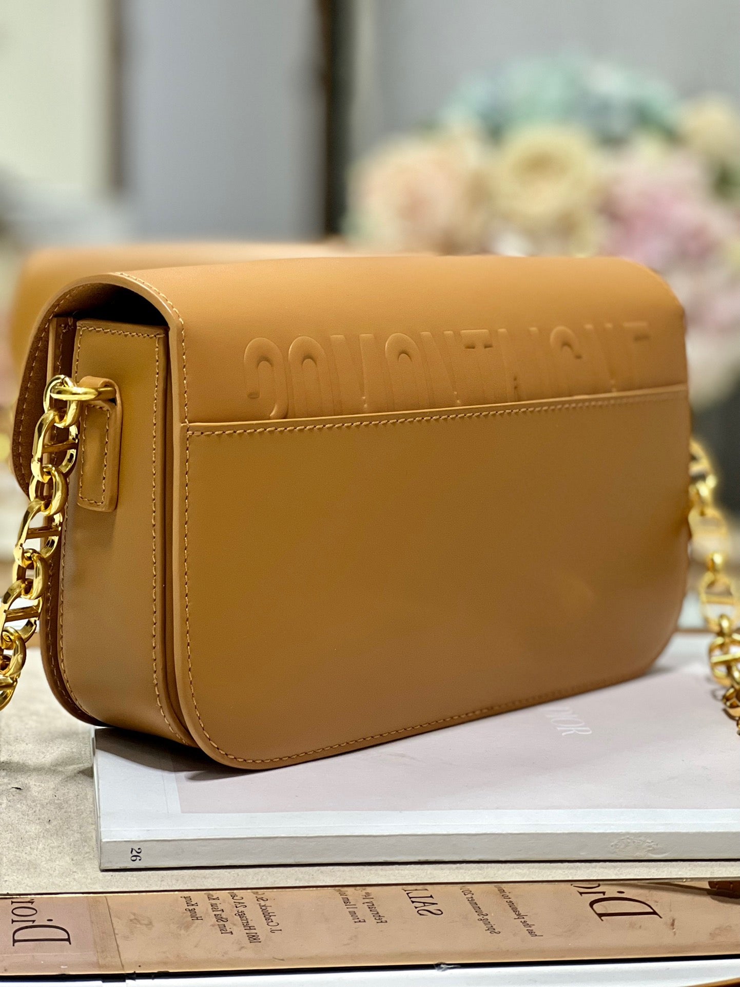 Dior 30 Montaigne Avenue Bag In Gold Brown Box Calfskin