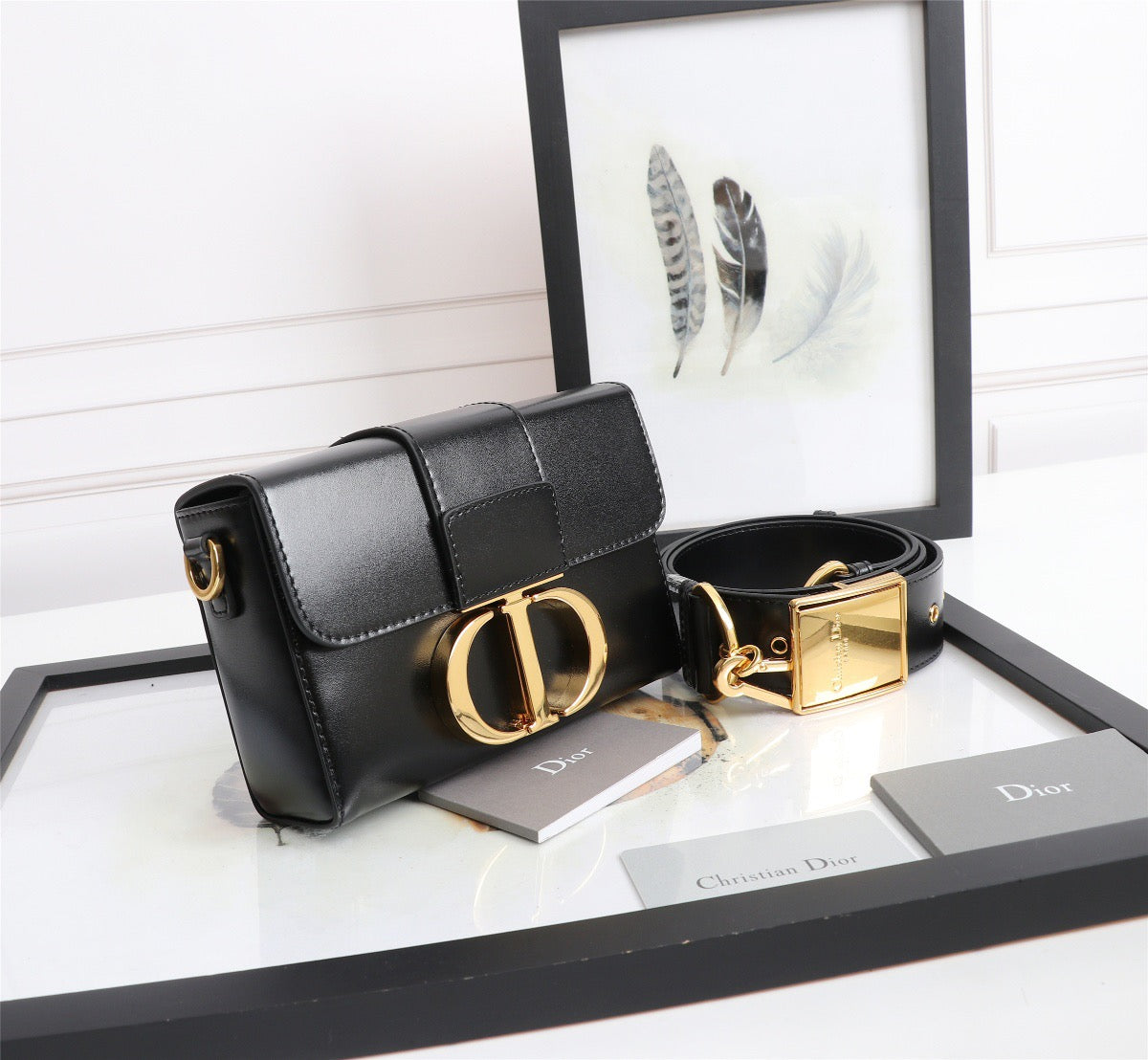 Dior 30 Montaigne Box Bag In Black Box Calfskin