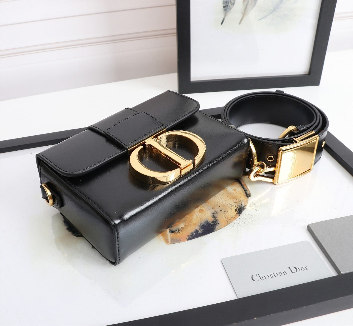 Dior 30 Montaigne Box Bag In Black Box Calfskin