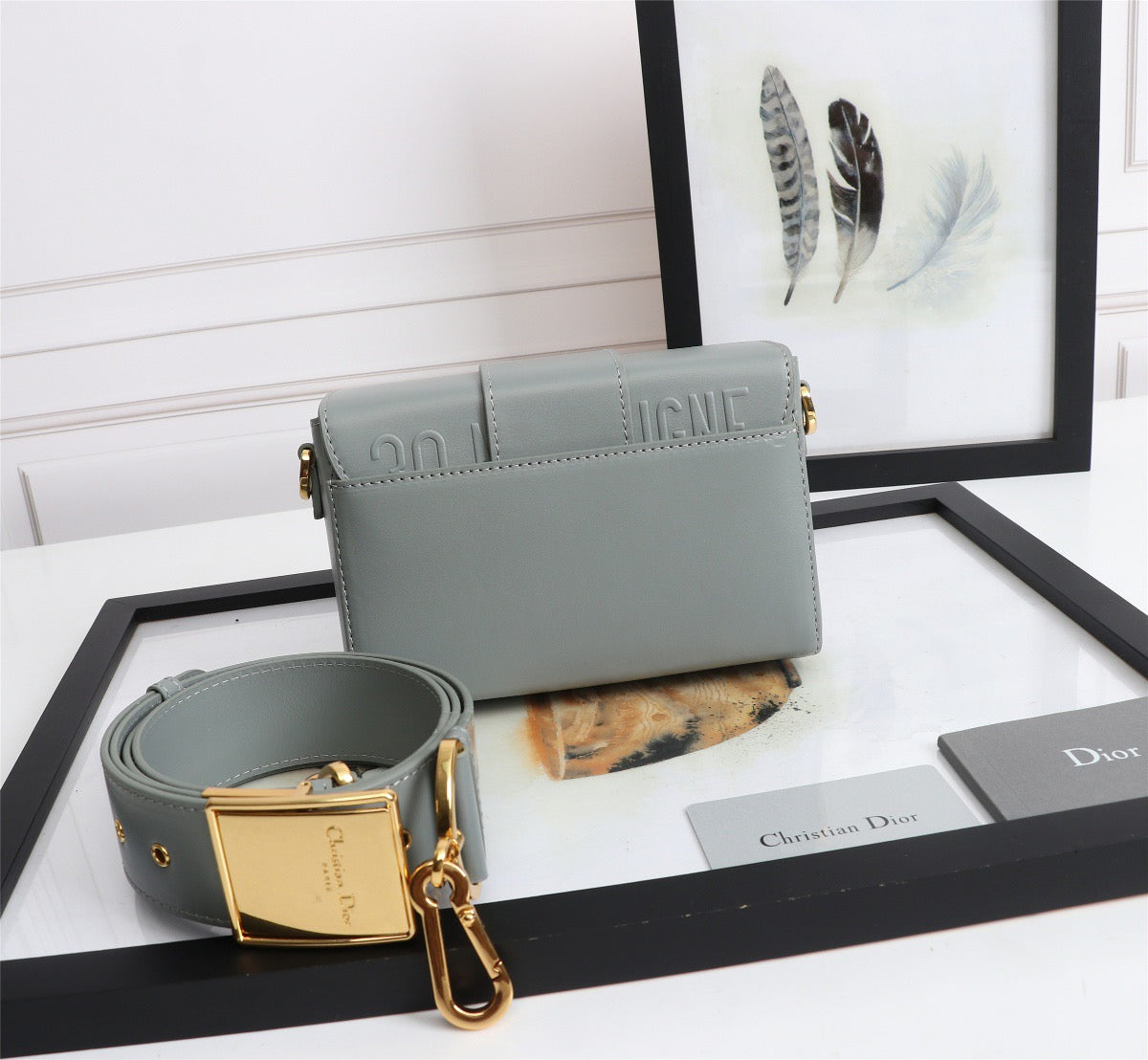 Dior 30 Montaigne Box Bag In Gray Box Calfskin