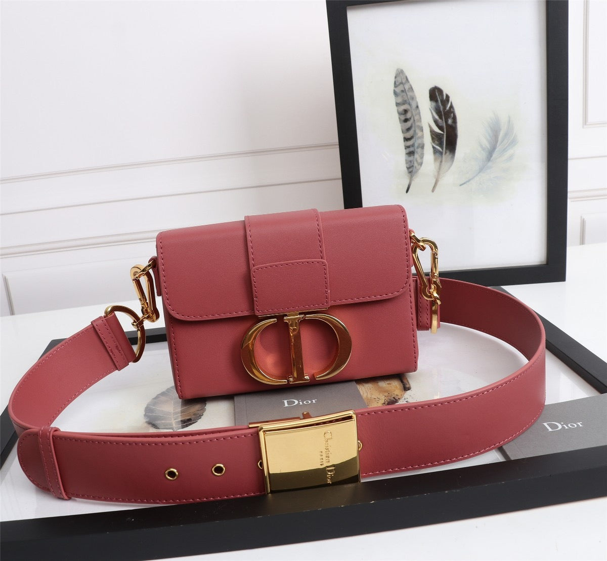 Dior 30 Montaigne Box Bag In Pomegranate Red Box Calfskin