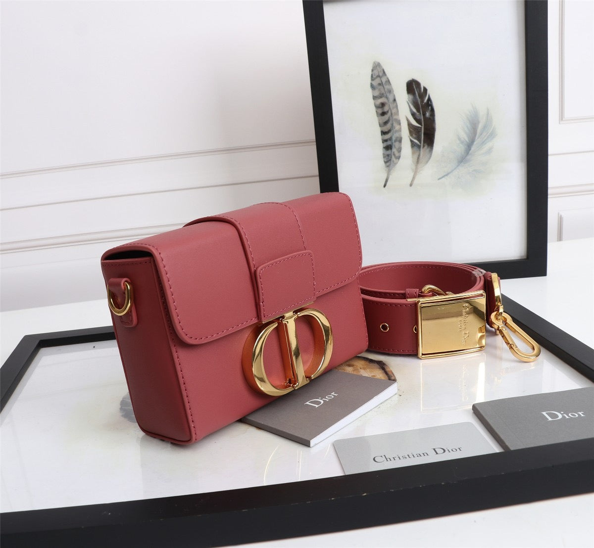 Dior 30 Montaigne Box Bag In Pomegranate Red Box Calfskin