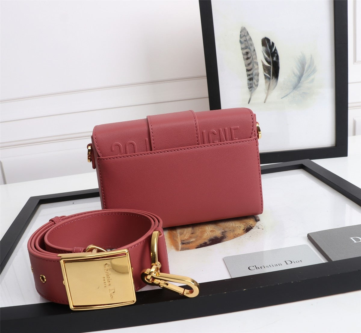 Dior 30 Montaigne Box Bag In Pomegranate Red Box Calfskin