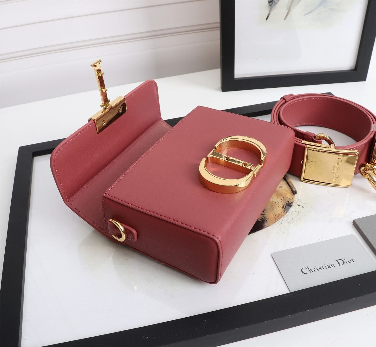 Dior 30 Montaigne Box Bag In Pomegranate Red Box Calfskin