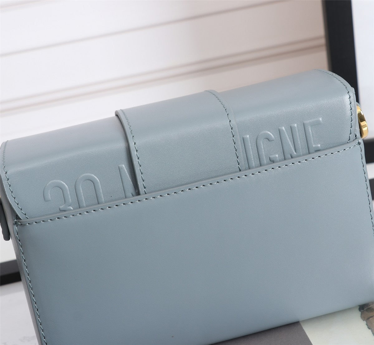 Dior 30 Montaigne Box Bag In Light Blue Box Calfskin