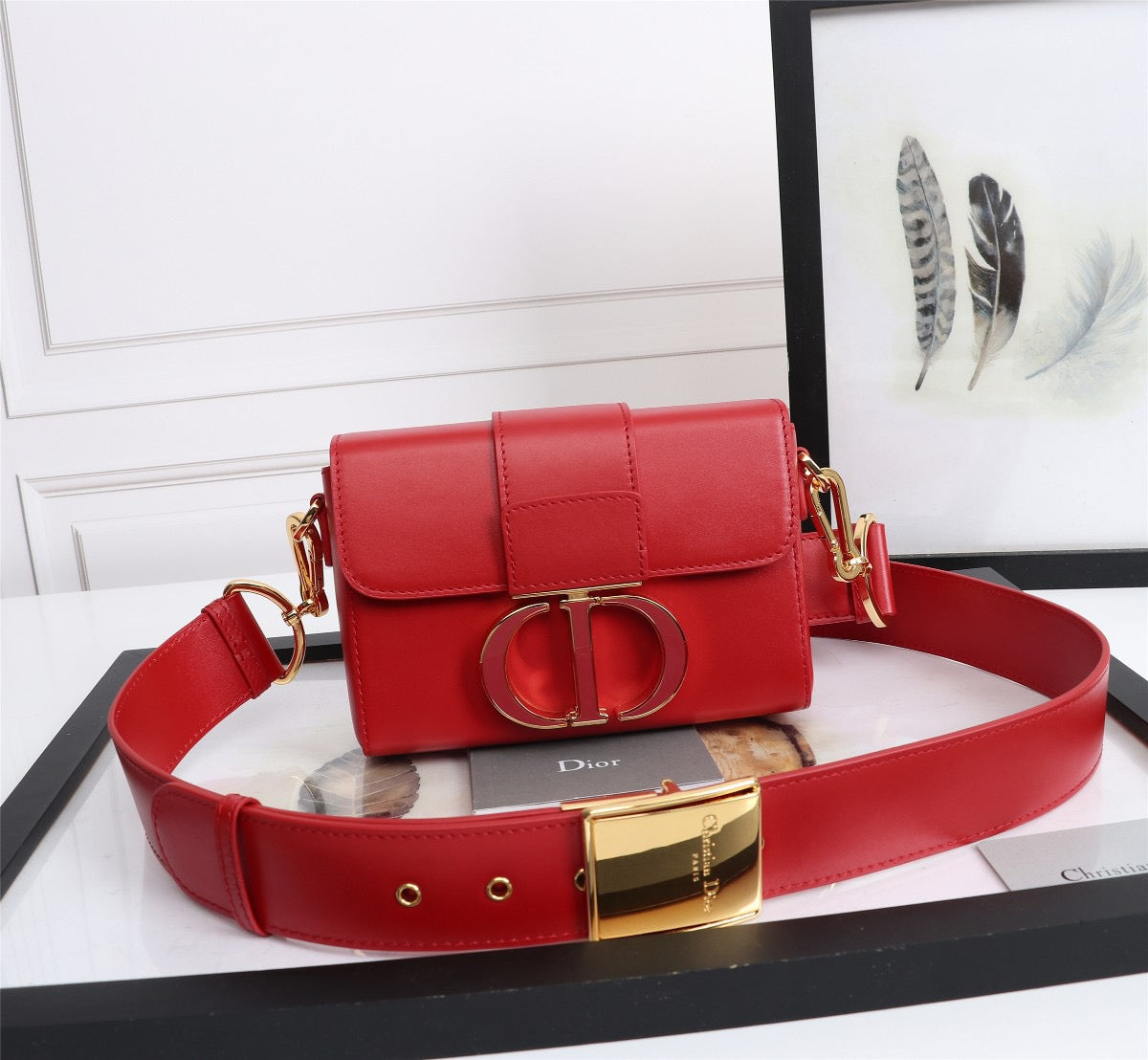 Dior 30 Montaigne Box Bag In Red Box Calfskin