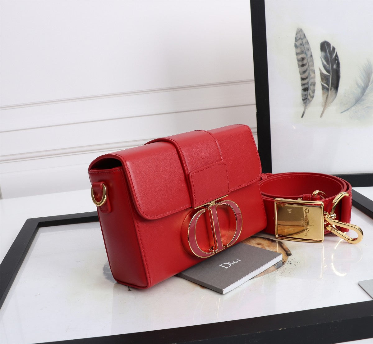 Dior 30 Montaigne Box Bag In Red Box Calfskin