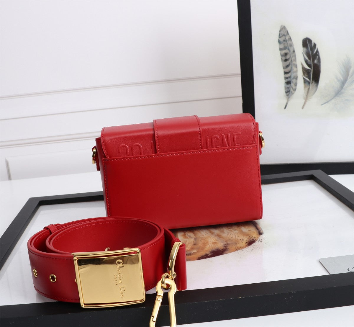 Dior 30 Montaigne Box Bag In Red Box Calfskin