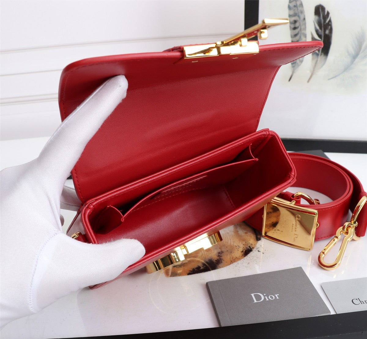 Dior 30 Montaigne Box Bag In Red Box Calfskin