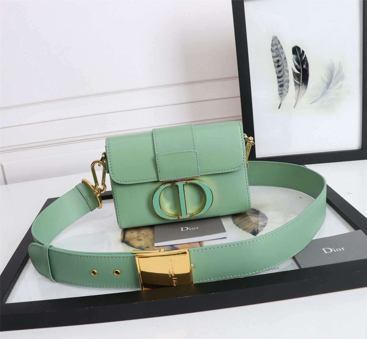 Dior 30 Montaigne Box Bag In Avocado Green Box Calfskin