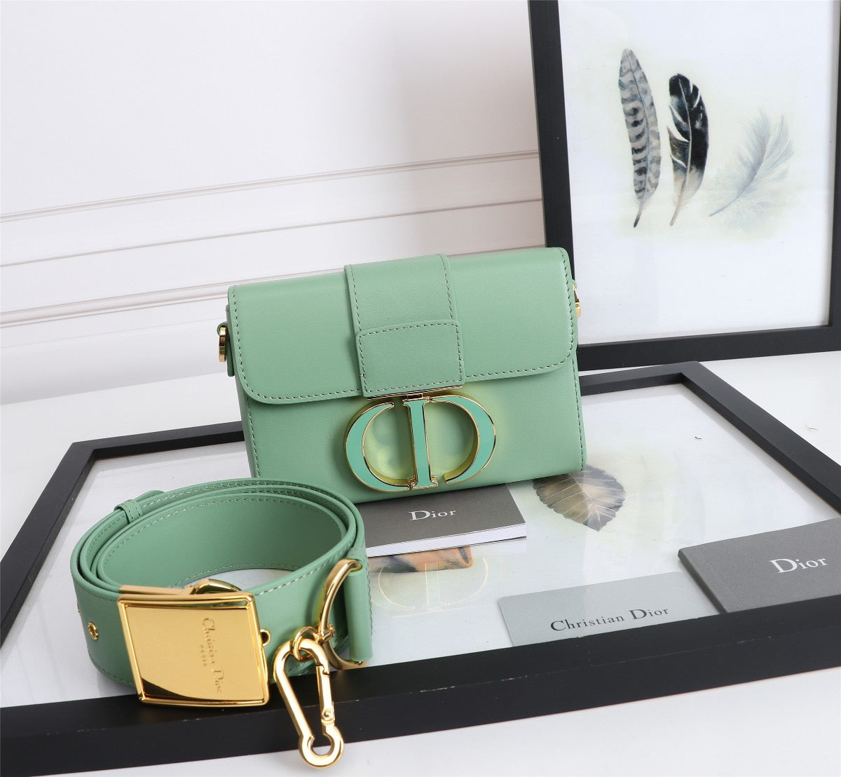 Dior 30 Montaigne Box Bag In Avocado Green Box Calfskin