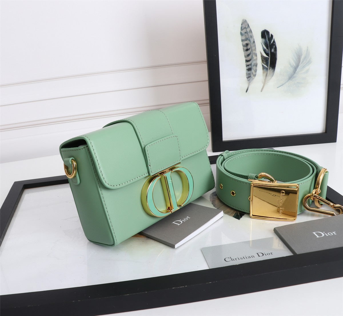 Dior 30 Montaigne Box Bag In Avocado Green Box Calfskin