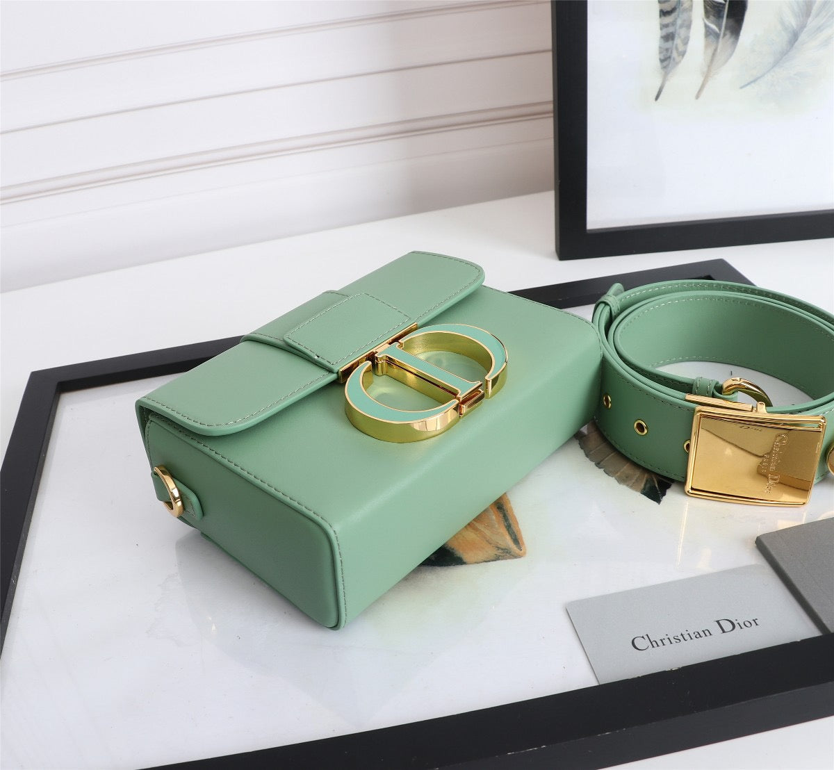 Dior 30 Montaigne Box Bag In Avocado Green Box Calfskin