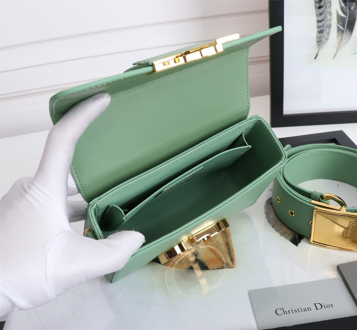 Dior 30 Montaigne Box Bag In Avocado Green Box Calfskin