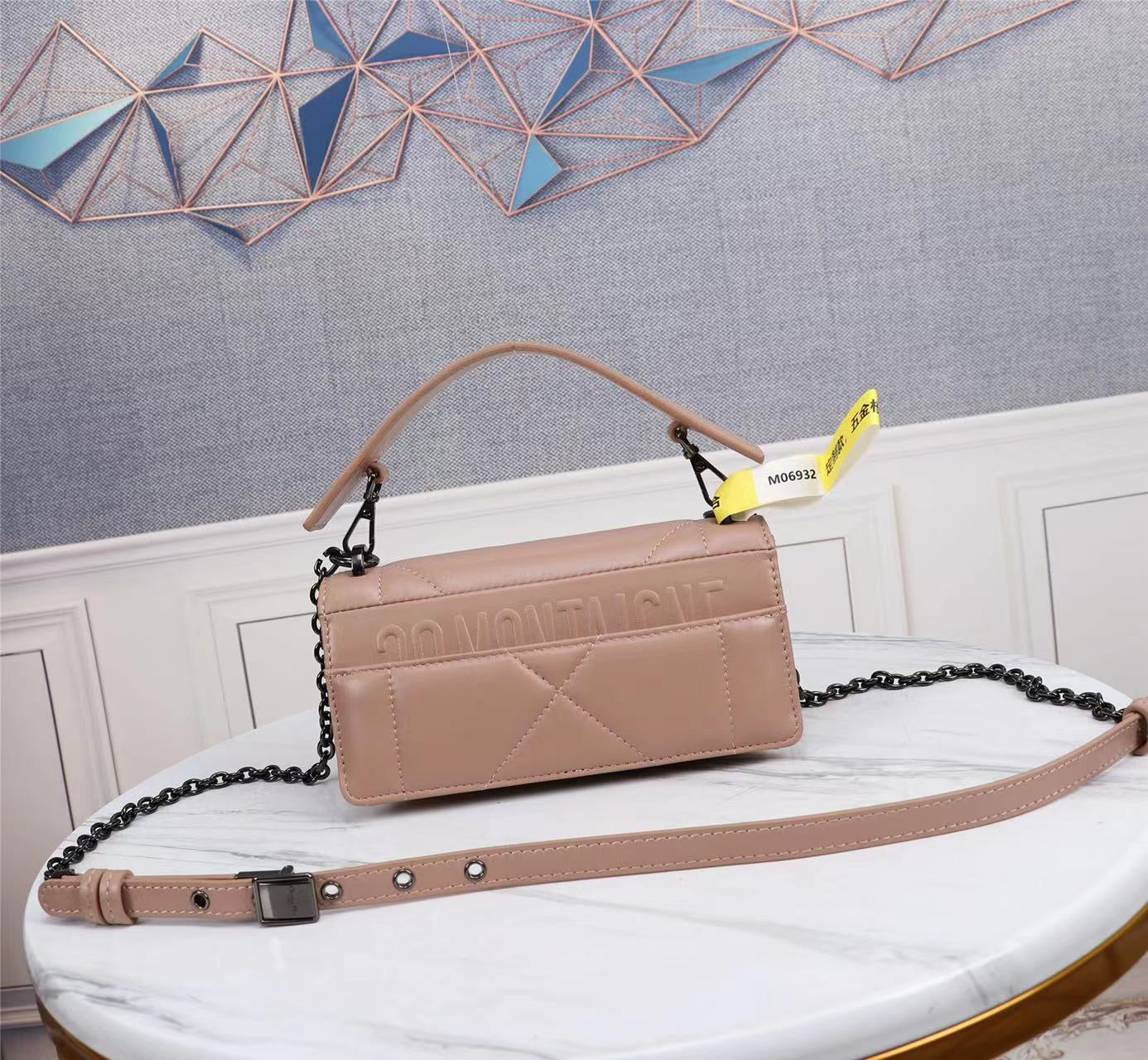 Dior 30 Montaigne Chain Bag With Handle In Pink Lambskin