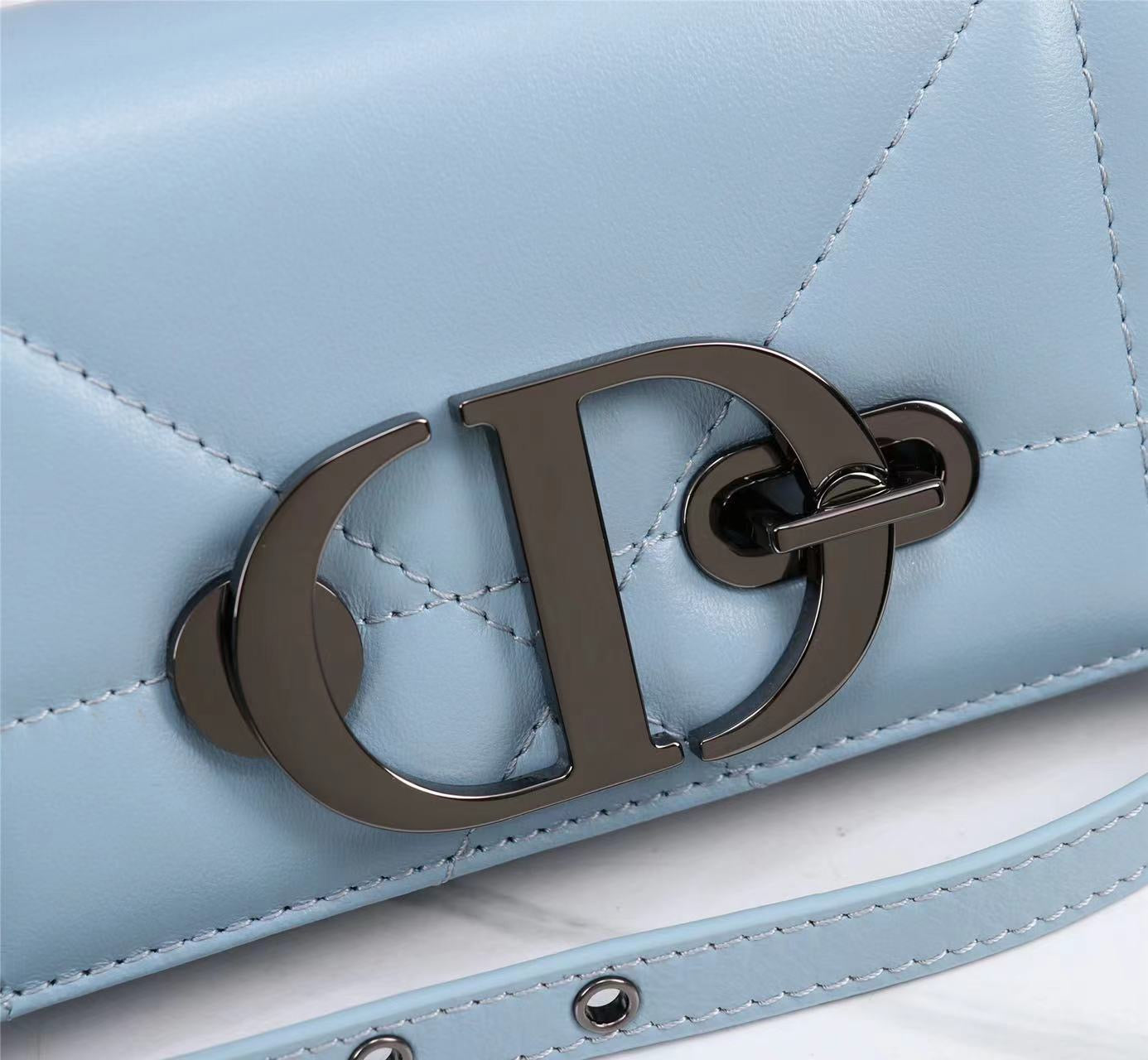 Dior 30 Montaigne Chain Bag With Handle In Sky Blue Lambskin