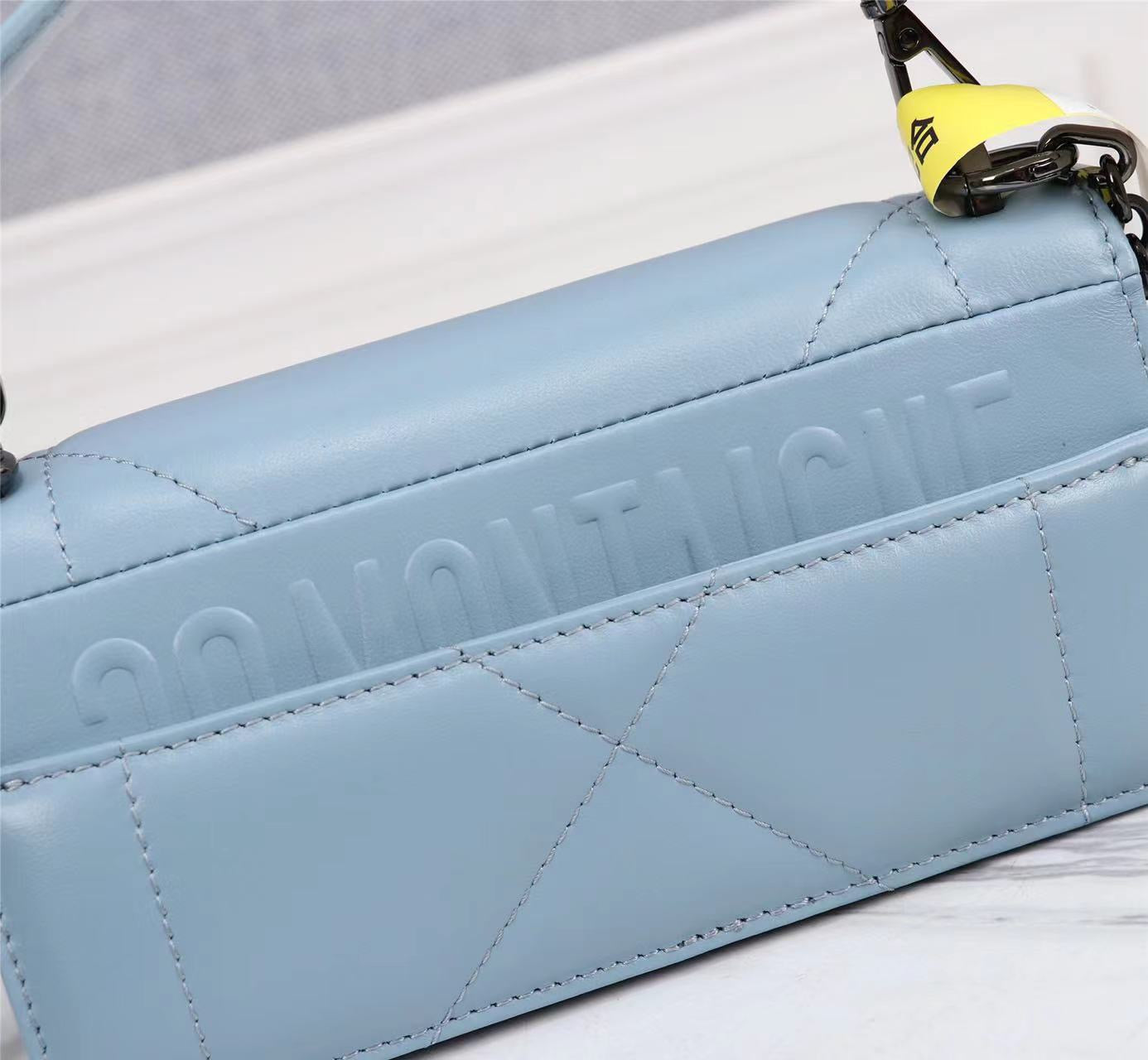 Dior 30 Montaigne Chain Bag With Handle In Sky Blue Lambskin