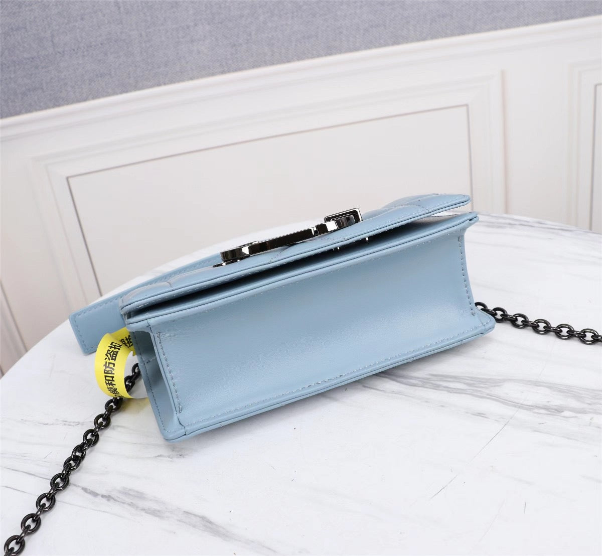 Dior 30 Montaigne Chain Bag With Handle In Sky Blue Lambskin